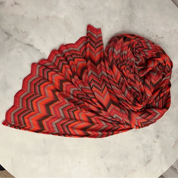 Orange brown scarf Missoni like pattern - Picture 3 of 7